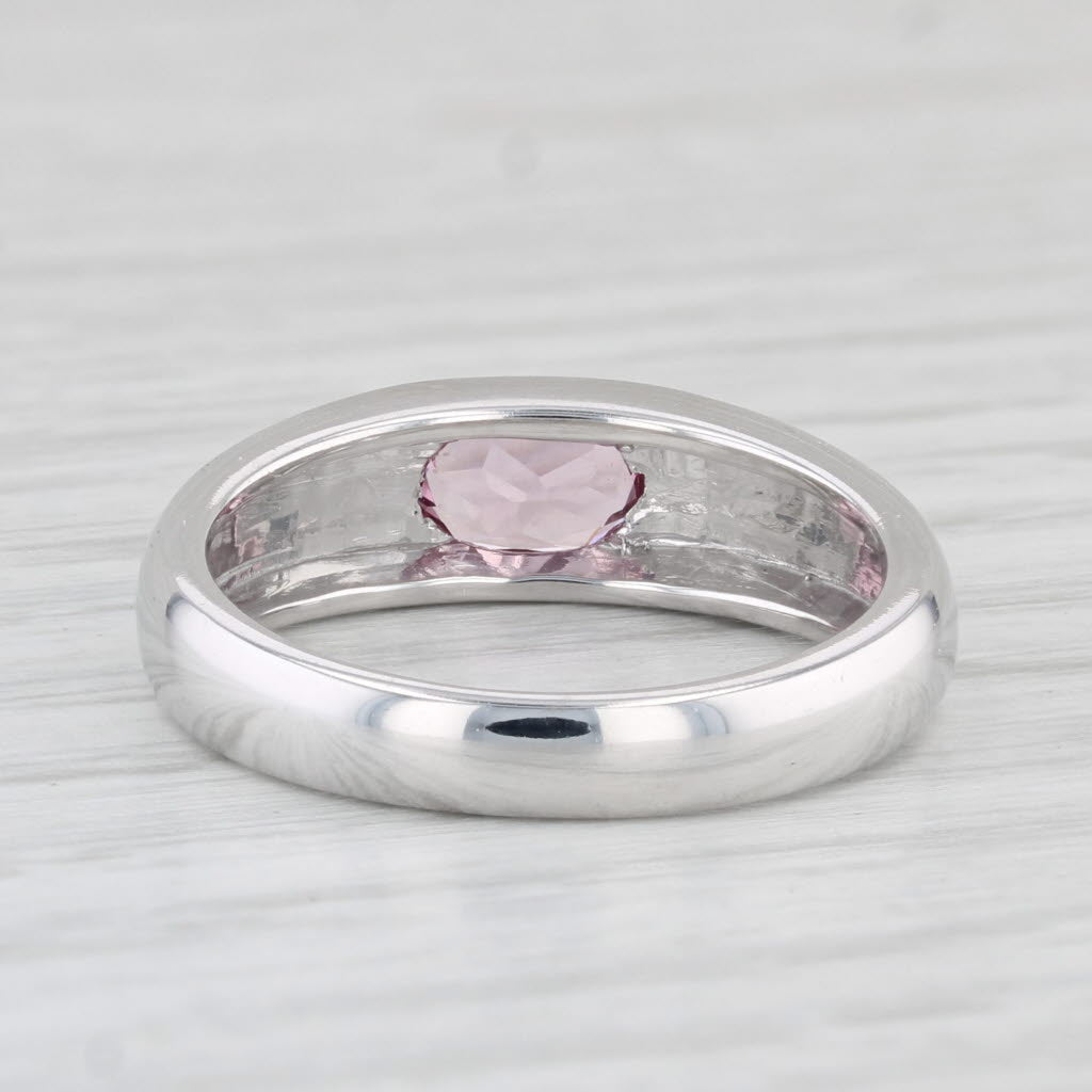 Light Gray 0.65ct Pink Spinel Oval Solitaire Ring 14k White Gold Size 6.5 Stackable Band