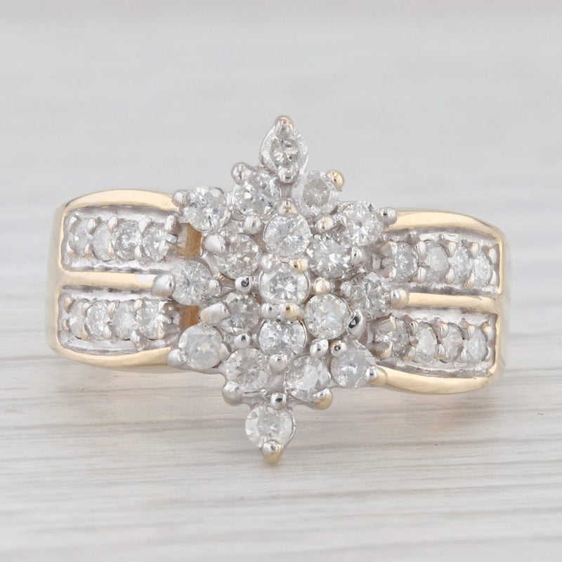 0.75ctw Diamond Cluster Ring 10k Yellow Gold Size 7 Cocktail