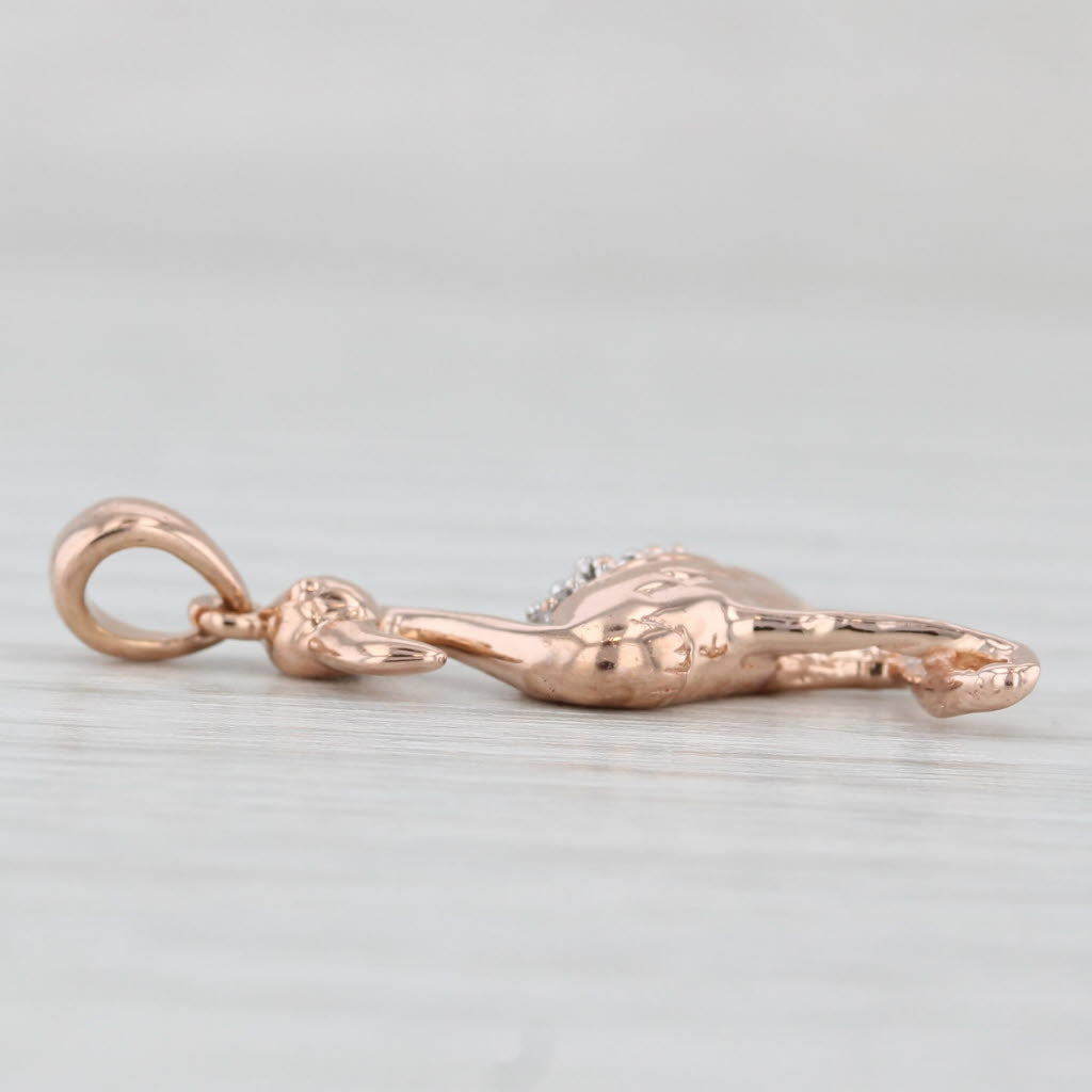 Light Gray Diamond Accented Flamingo Pendant 10k Rose Gold