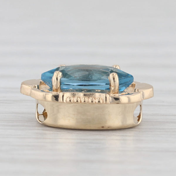 Vintage Richard Klein 1.30ct Blue Topaz Slide Bracelet Charm Spacer 14k Gold