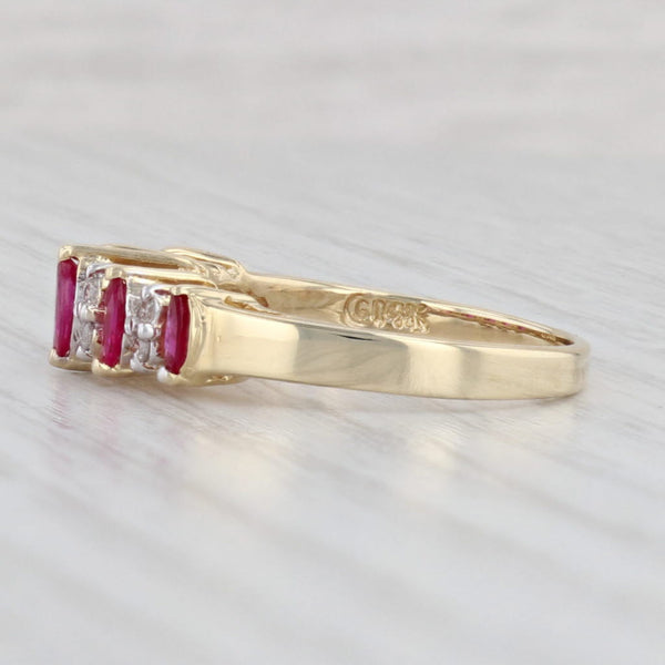 Light Gray 0.60ctw Lab Created Ruby Diamond Ring 14k Yellow Gold Size 7 Tiered Stackable