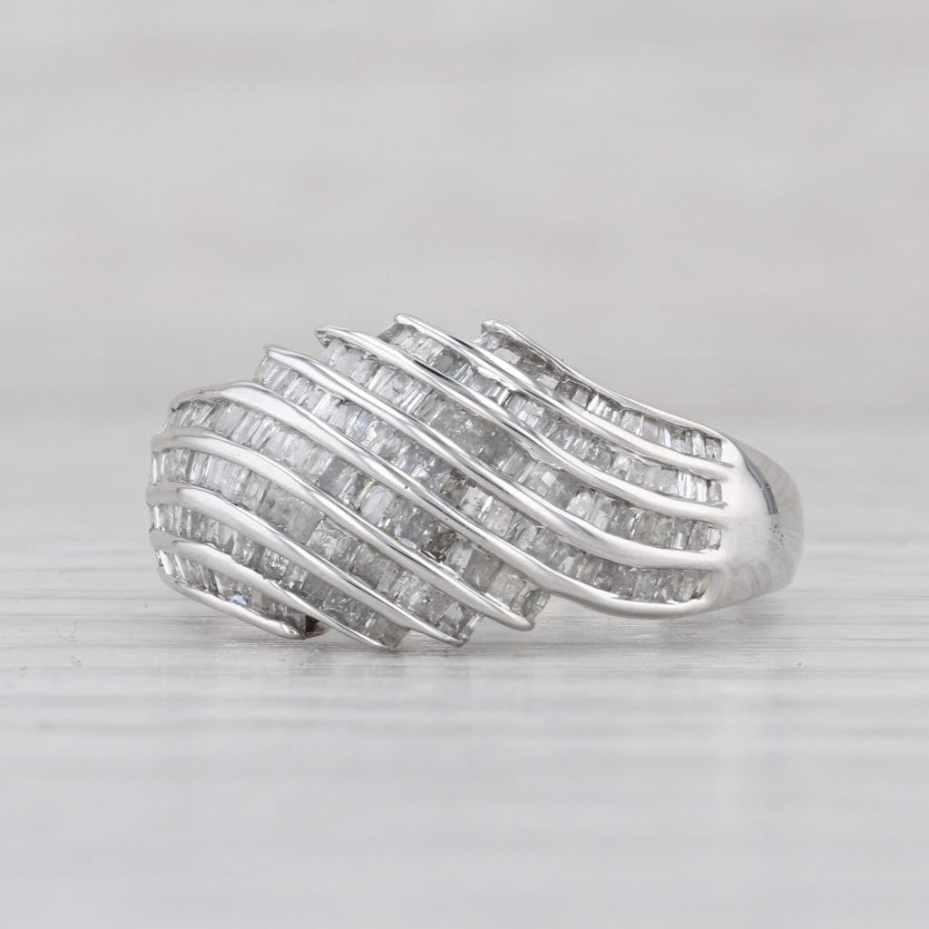0.70ctw Diamond Layered Bypass Ring 10k White Gold Size 8