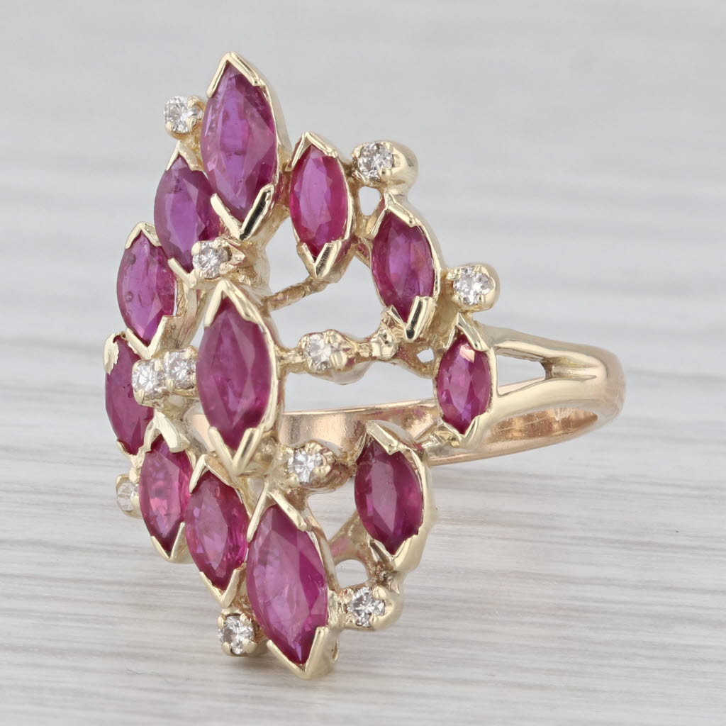 Gray 2.50ctw Ruby Diamond Cocktail Ring 14k Yellow Gold Size 6.25