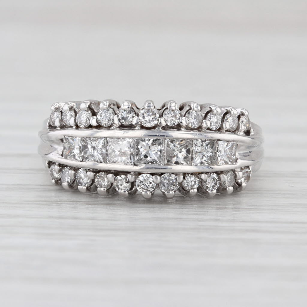 0.98ctw Diamond 3-Band Ring 14k White Gold Size 8