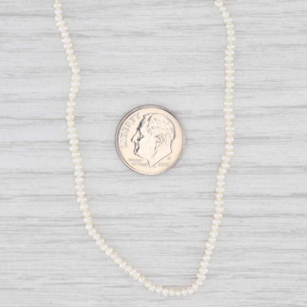 Light Gray Baroque Pearl Single Bead Strand Necklace 14-16" 14k Yellow Gold Adjustable