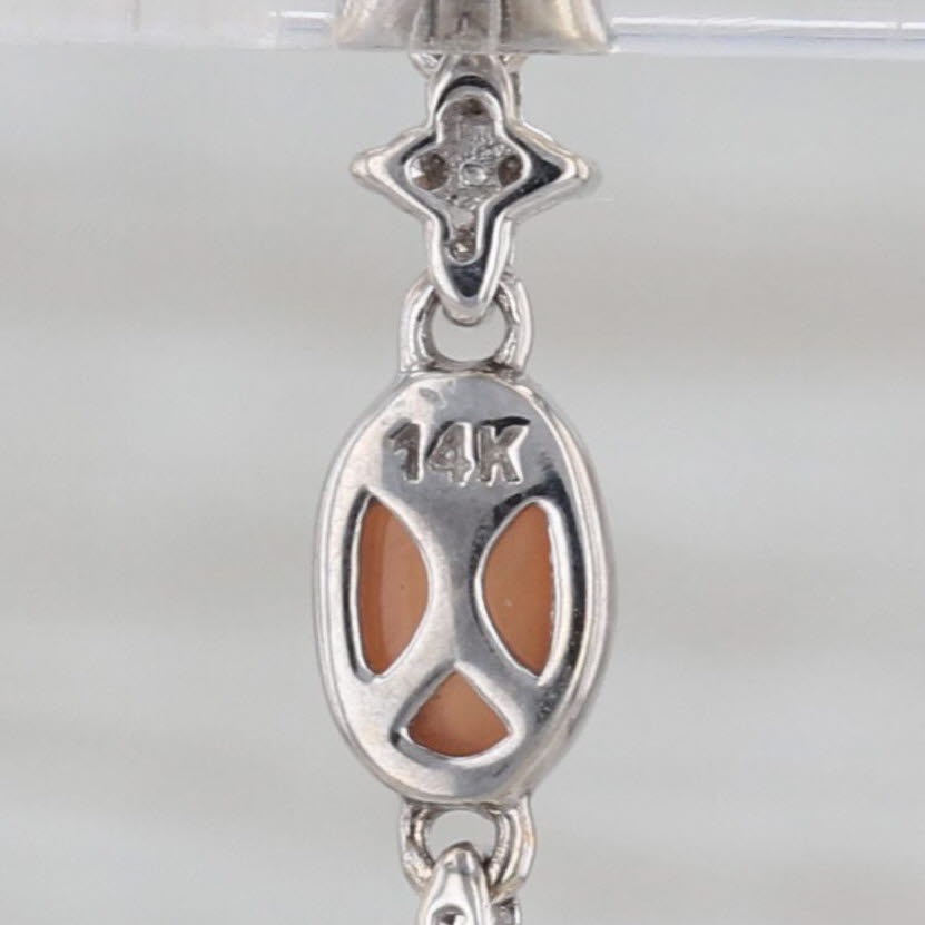 Moonstone Diamond Cultured Pearl Dangle Earrings 14k White Gold Drops
