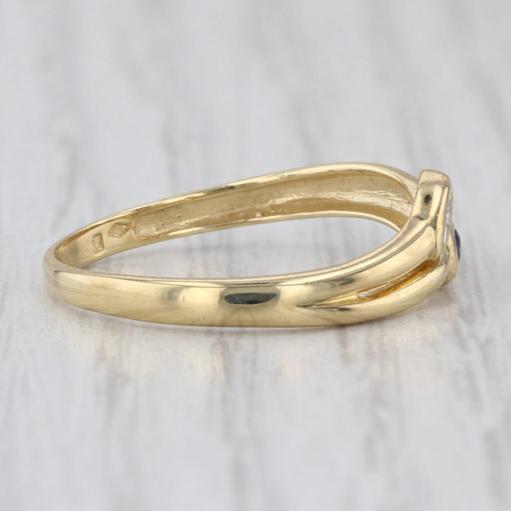 Sapphire Diamond Snake Bypass Ring 18k Yellow Gold Size 8.25 Stackable Band