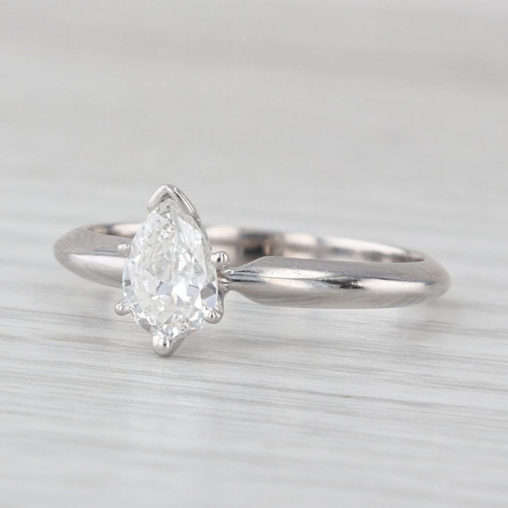 0.50ct Pear Diamond Solitaire Engagement Ring 14k White Gold Size 6 GIA