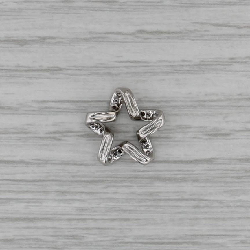 0.15ctw Diamond Open Star Pendant 18k White Gold Floating Drop
