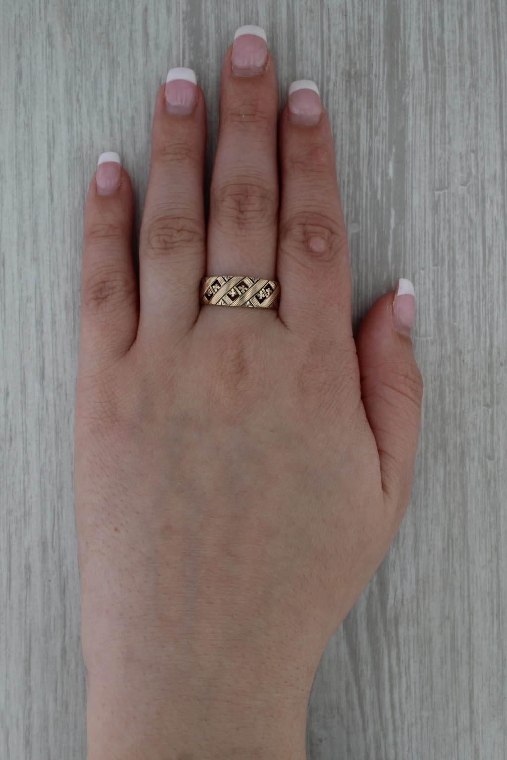 Lattice Work Cross Hatch Cross Ring 14k Yellow Gold Size 11-11.25 Men's Band