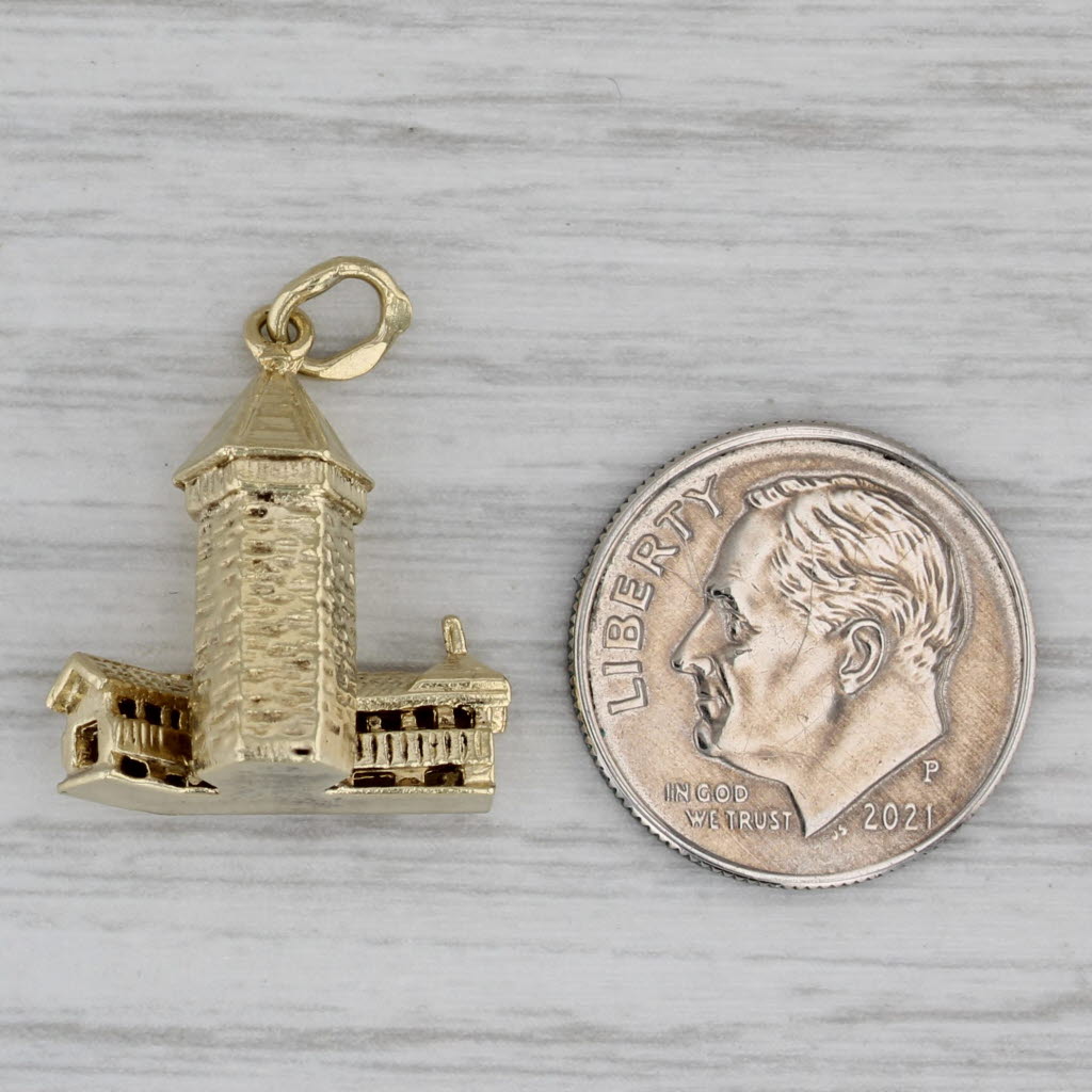 Gray Vintage Lucerne Switzerland Water Tower Charm 14k Yellow Gold Souvenir