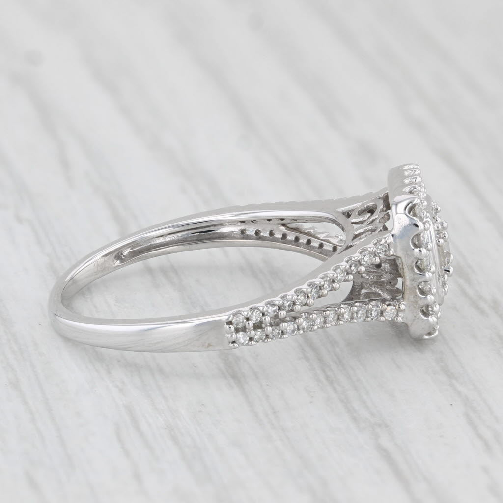 Light Gray 0.53ctw Diamond Halo Engagement Ring 10k White Gold Size 7