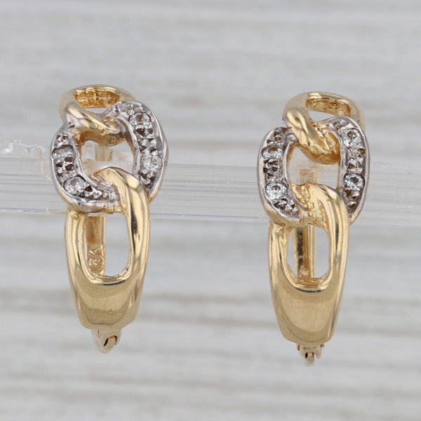 Gray 0.10ctw Diamond Drop Earrings 18k Yellow Gold Snap Top Pierced