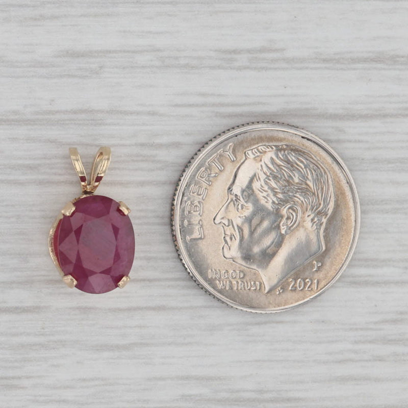 1.20ct Oval Ruby Solitaire Pendant 14k Yellow Gold Small Drop