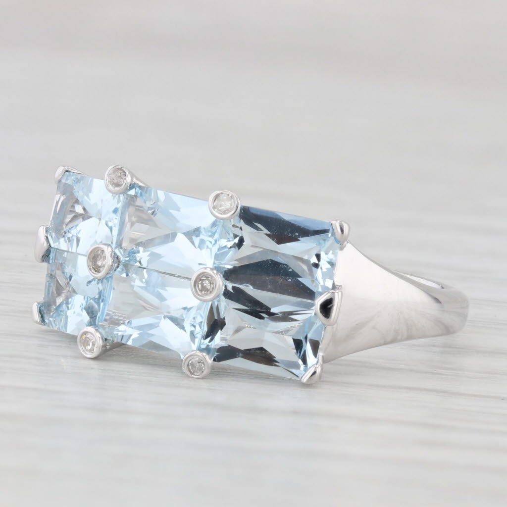 Light Gray 3.03ctw Aquamarine Diamond Ring 14k White Gold Size 7.25