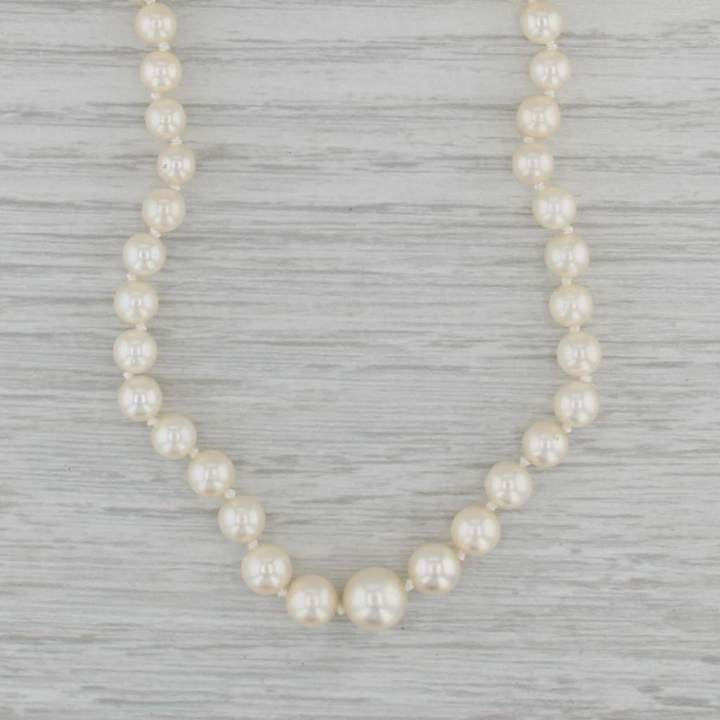 Vintage Graduated Cultured Pearl Single Bead Strand Necklace 14k Gold 20.5"