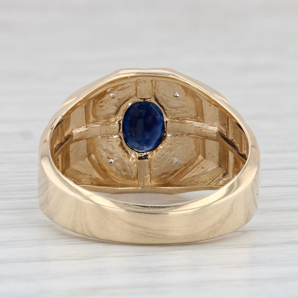 Light Gray 1.05ctw Blue Sapphire Diamond Ring 10k Yellow Gold Size 9.75