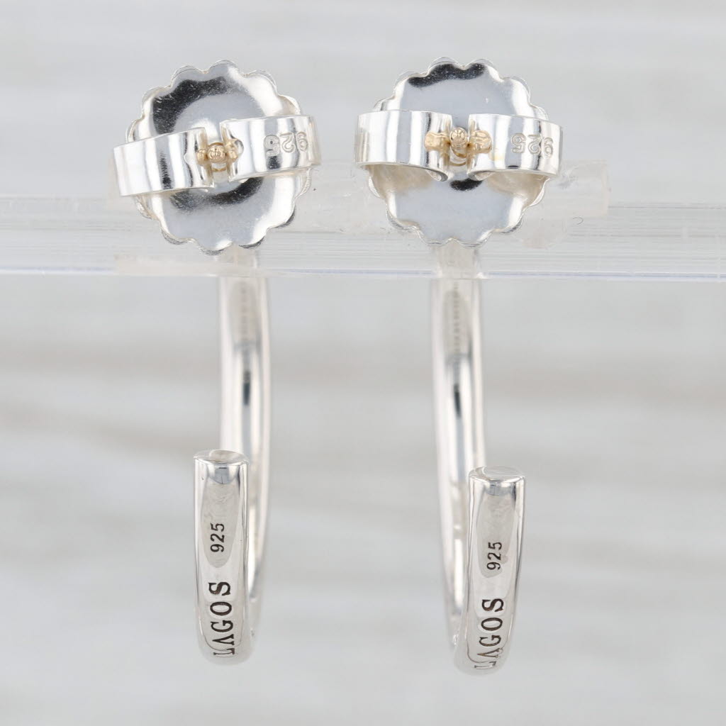 New Lagos Signature Caviar Dot Hoop Sterling Silver w/ Pouch Card Round Hoops