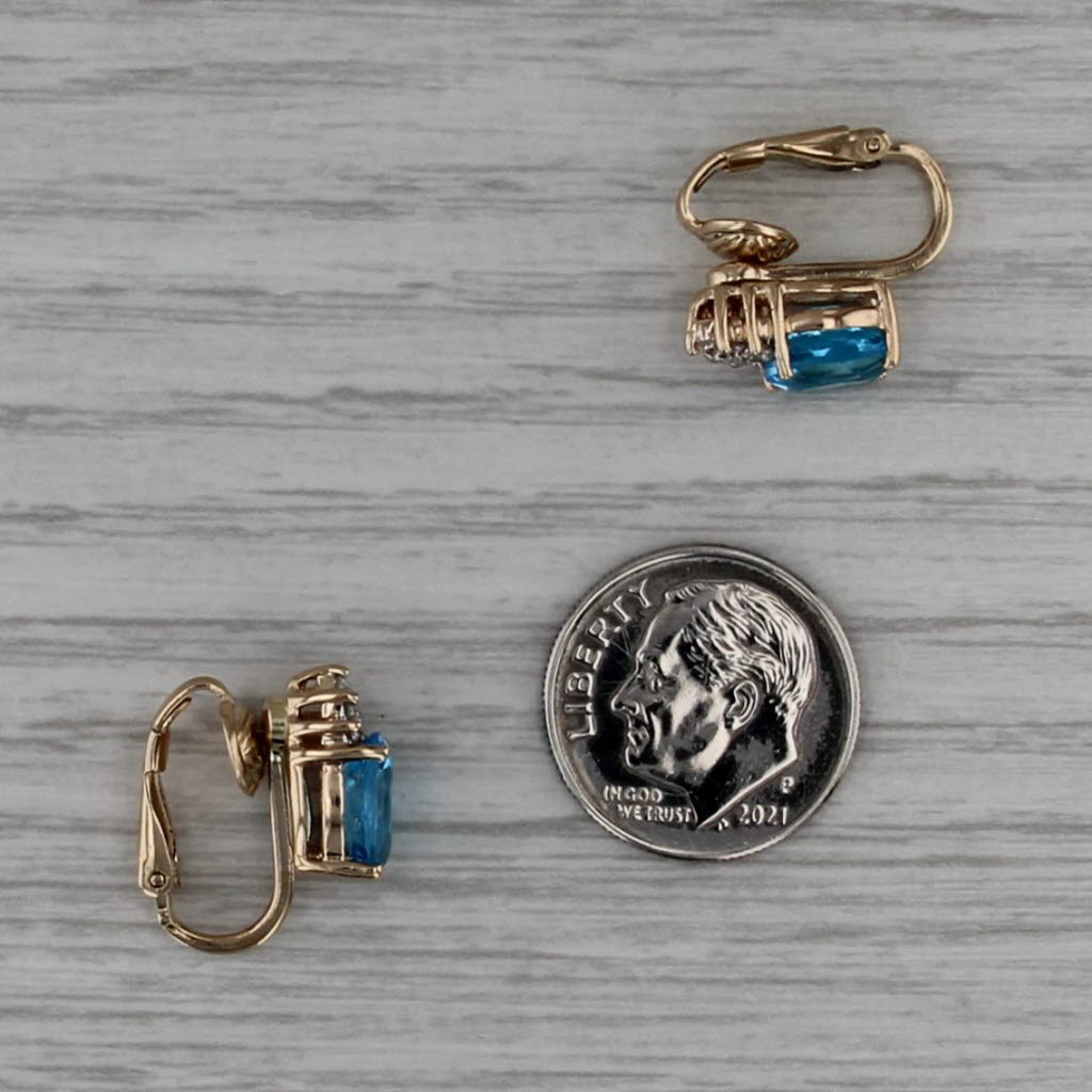 2.79ctw Blue Topaz Drop Earrings 14k Yellow Gold Lever Backs