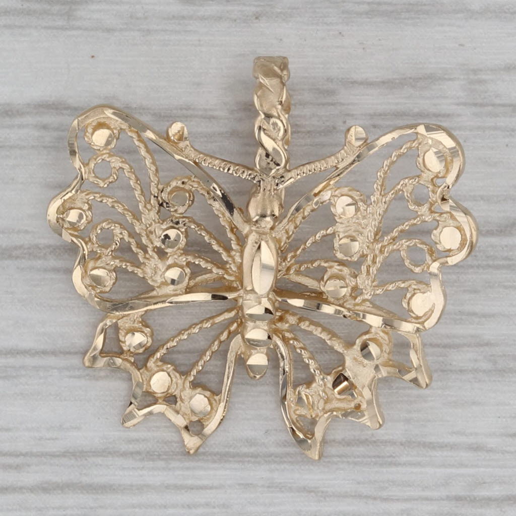 Gray Ornate Filigree Butterfly Pendant 14k Yellow Gold Michael Anthony