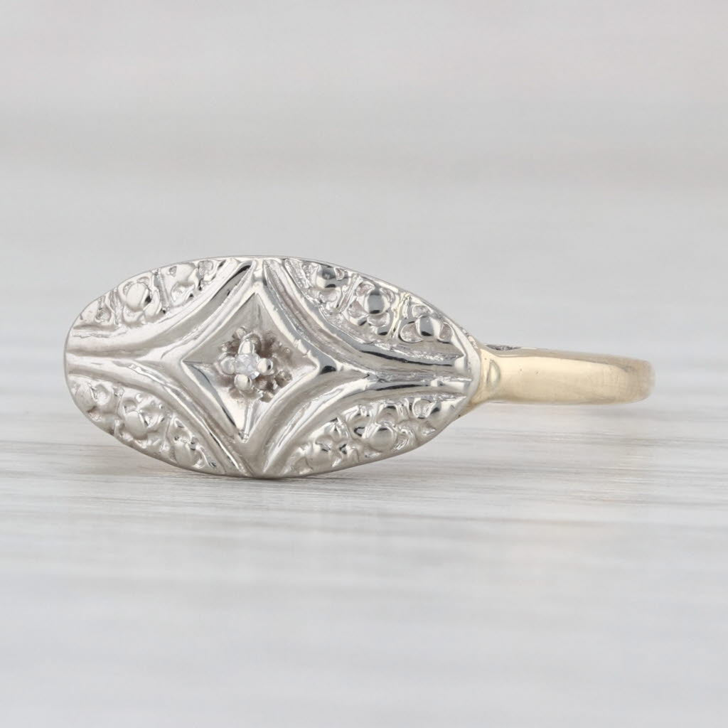 Vintage Diamond Princess Ring 10k White Yellow Gold Size 9