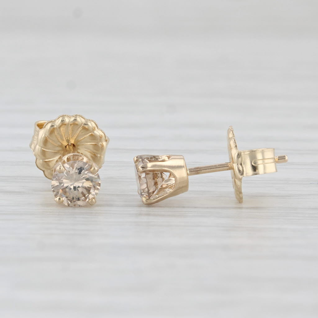 Light Gray 0.70ctw Diamond Stud Earrings 14k Yellow Gold Round Solitaire Studs