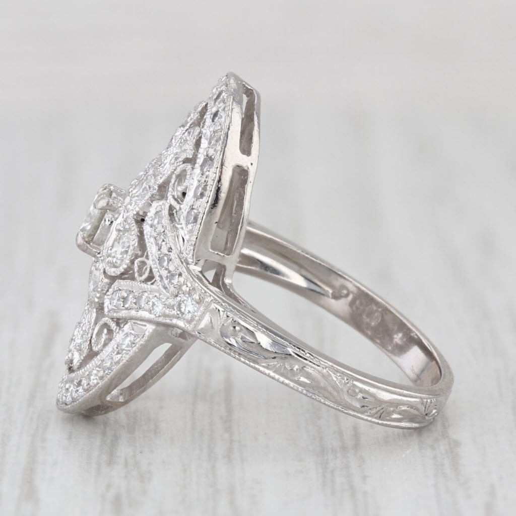 1ctw Diamond Flower Cluster Cocktail Ring 900 Platinum Size 6.5