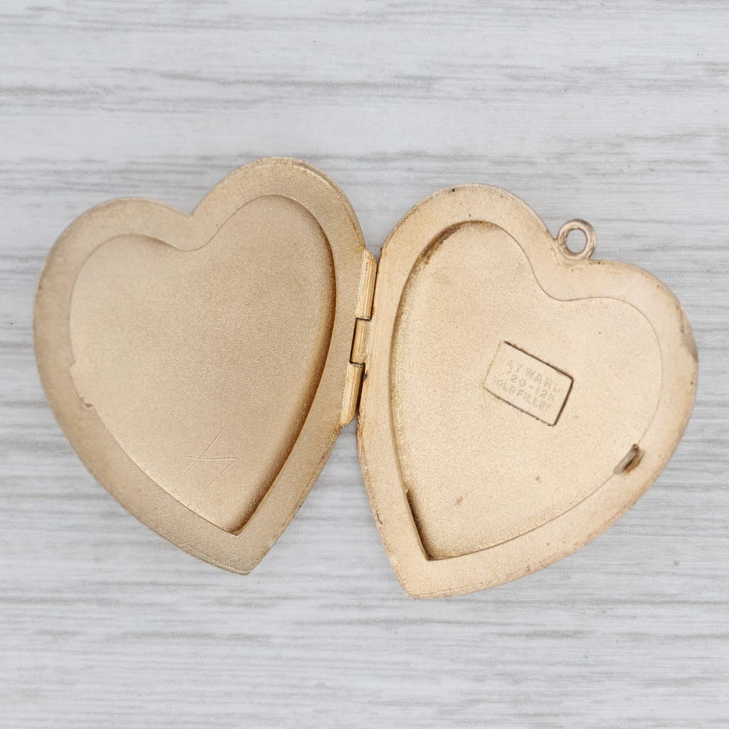 Vintage Engravable Heart Locket Pendant Gold Filled Opens Hayward