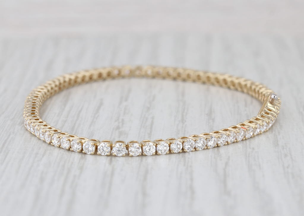 New 3.78ctw Lab Grown Diamond Tennis Bracelet 14k Yellow Gold 7"