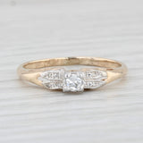 Light Gray Vintage Diamond Ring 14k Yellow Gold Size 6.75 Engagement Round Solitaire