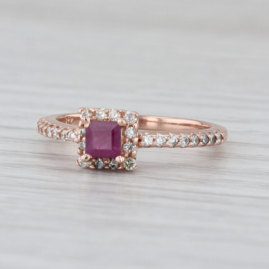 0.60ctw Ruby Diamond Halo Ring 14k Rose Gold Size 7 Engagement