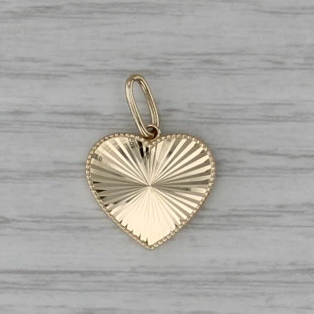 Small Rayed Heart Drop Pendant 14k Yellow Gold Charm