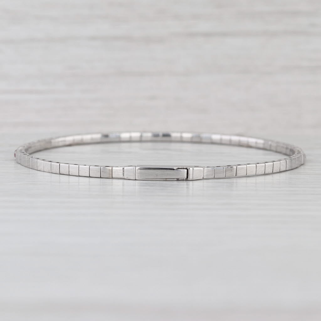 1.25ctw Diamond Ruby Flexible Bangle Tennis Bracelet 14k White Gold 6.75"
