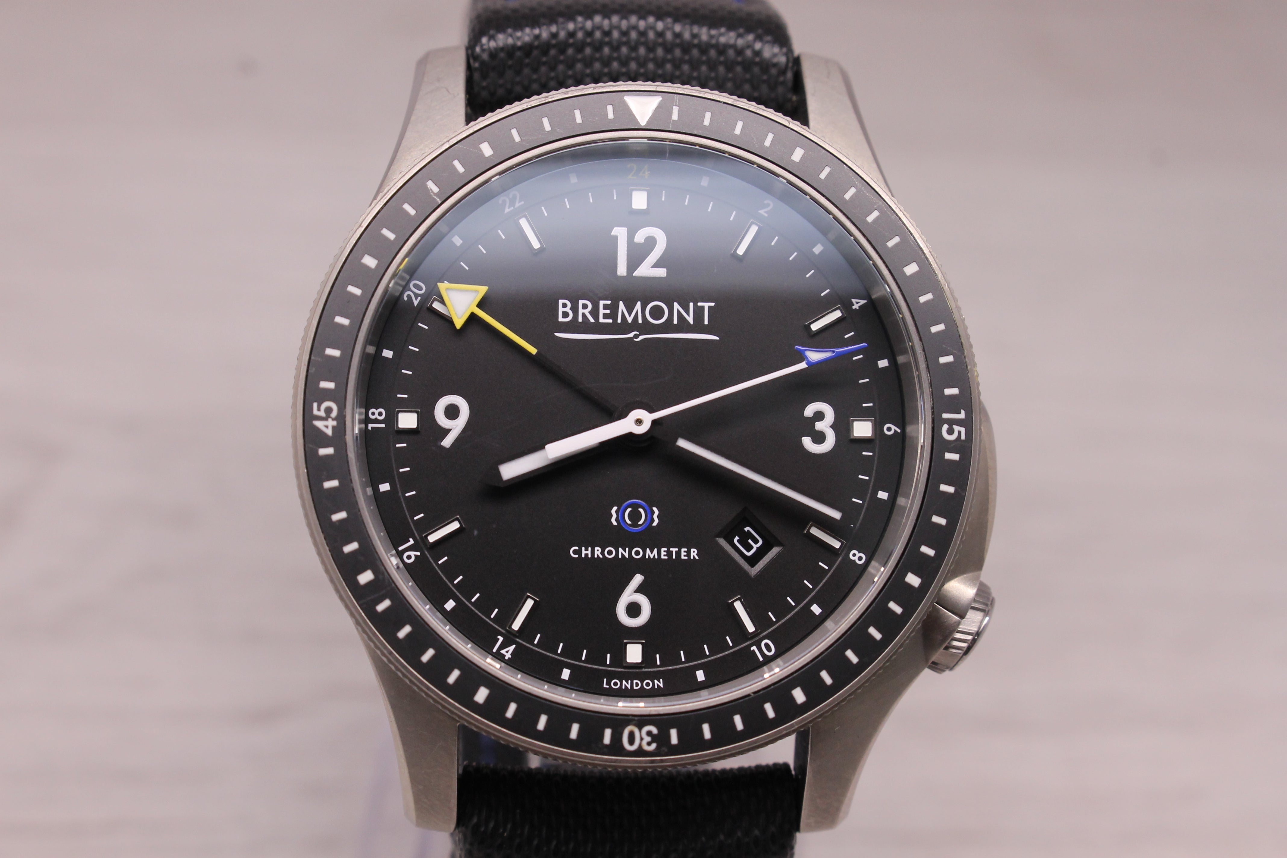 Dark Gray Bremont Boeing Model 1 GMT Chronometer Mens 43mm Automatic Titanium Watch