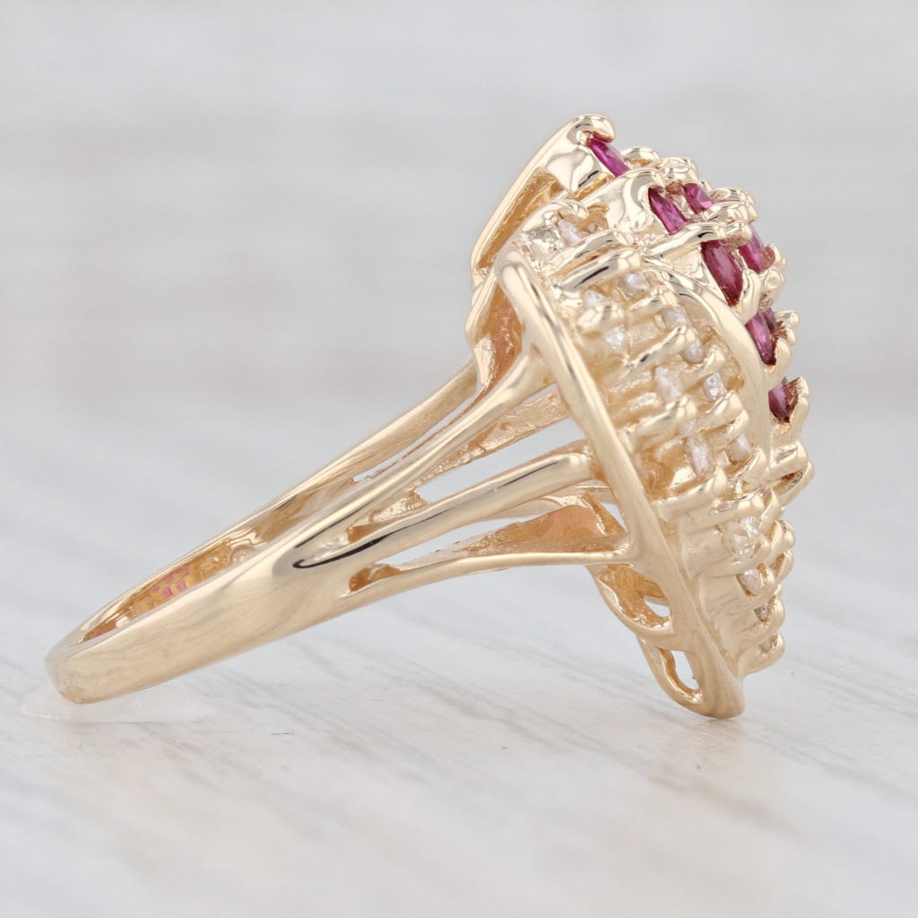 Light Gray 1.22ctw Ruby Diamond Cluster Heart Ring 14k Yellow Gold Size 5.25