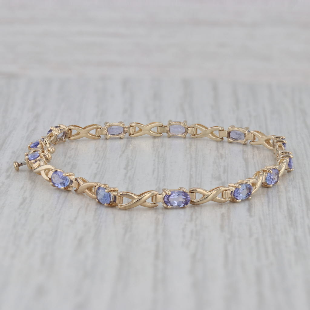 Gray 3.13ctw Tanzanite Tennis Bracelet 10k Yellow Gold 7" 3.7mm