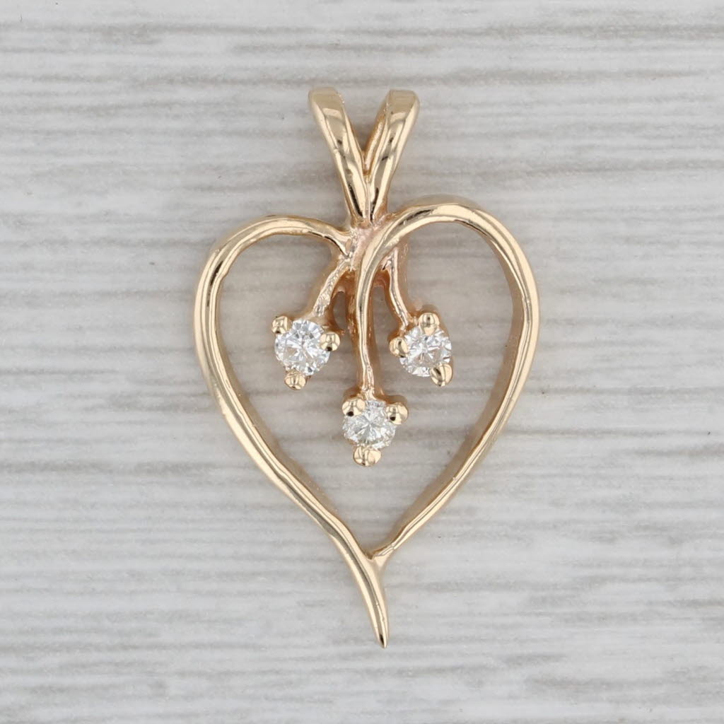 Gray 0.12ctw Diamond Spray Heart Pendant 14k Yellow Gold