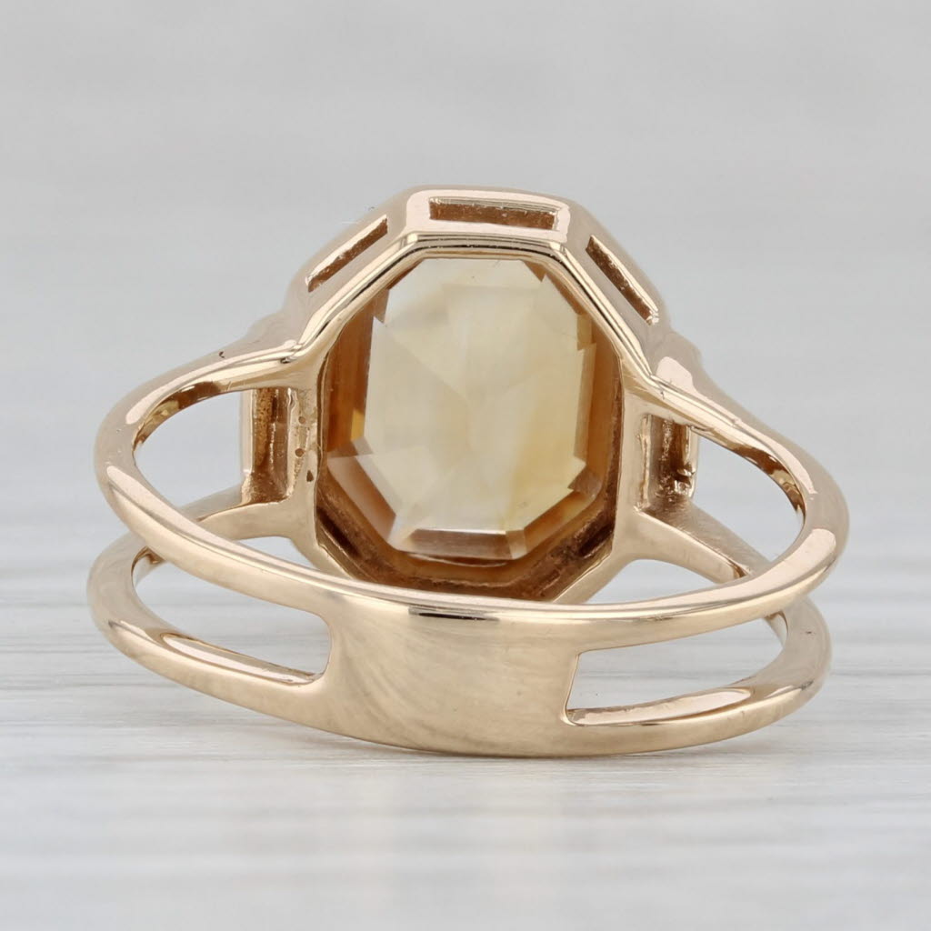 Gray Vintage Citrine Solitaire Ring 14k Yellow Gold Size 6.5