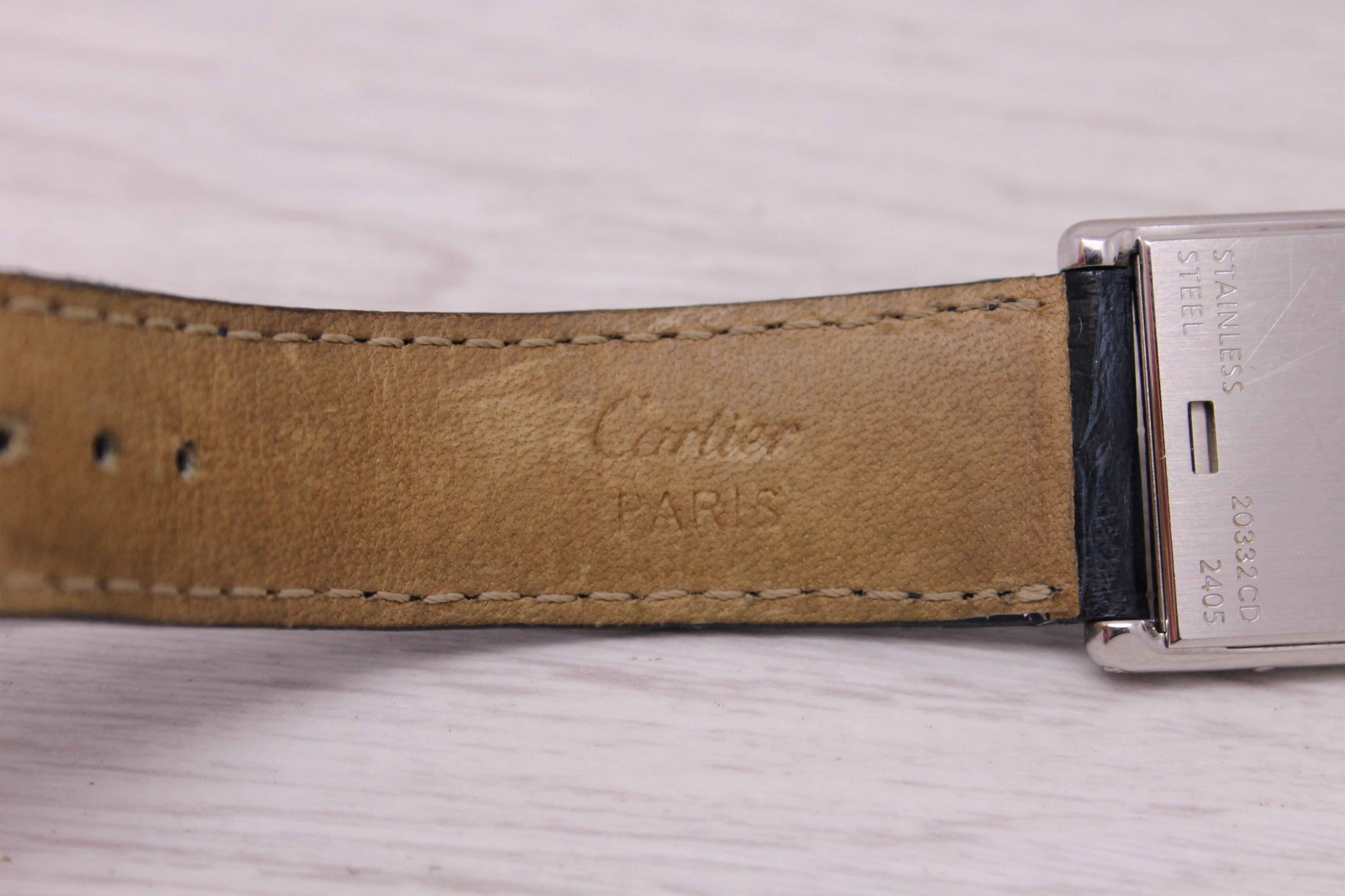 Gray Cartier Basculante ref.2405 Stainless Steel Quartz Watch Original Blue Strap Box