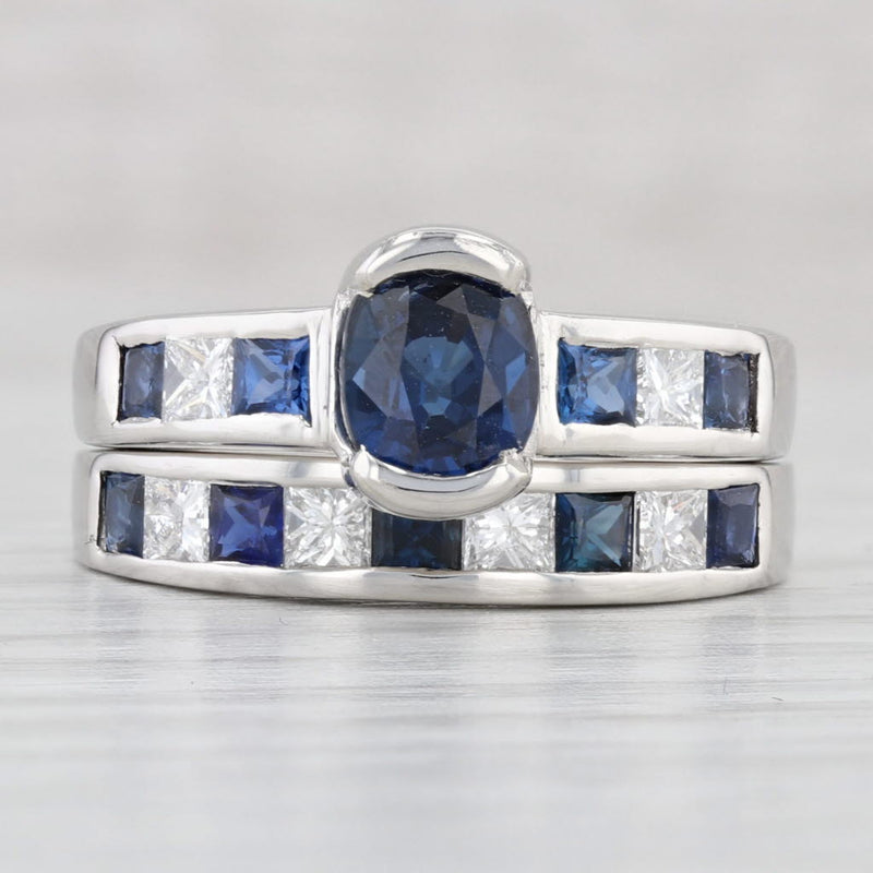 Fashion Couples Blue Silver Diamond Wedding Ring Set | Jumia Nigeria