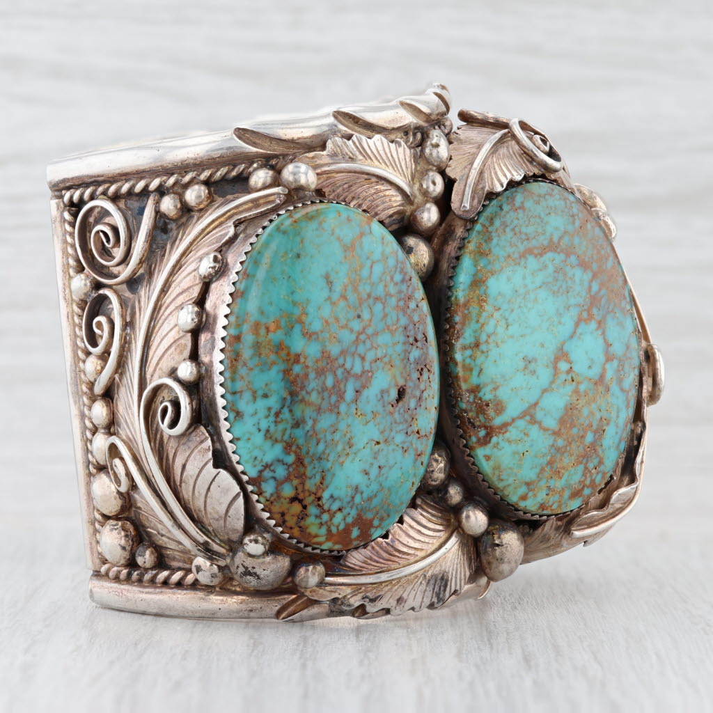 M Tsosie Animal Claw Turquoise Native American Cuff Bracelet Sterling Silver