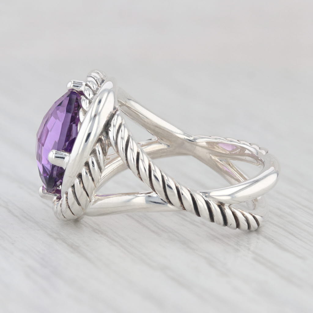 Light Gray David Yurman 5.50ct Amethyst Solitaire Ring Sterling Silver Size 8 Statement