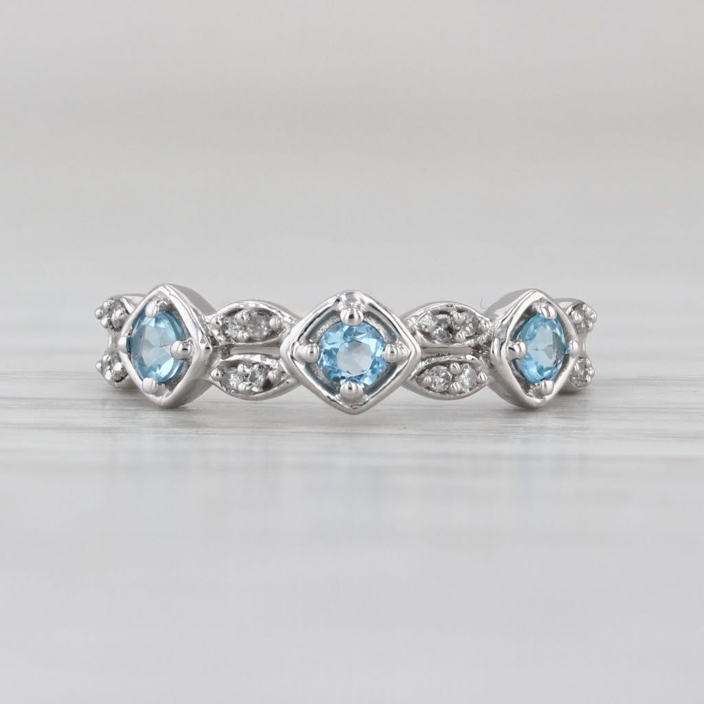 0.38ctw Aquamarine Diamond Ring 10k White Gold Size 5 Stackable