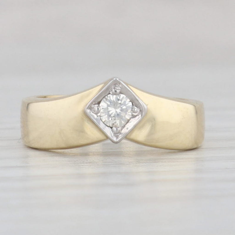 0.10ct Round Diamond Solitaire Ring 14k Yellow Gold Size 3.5