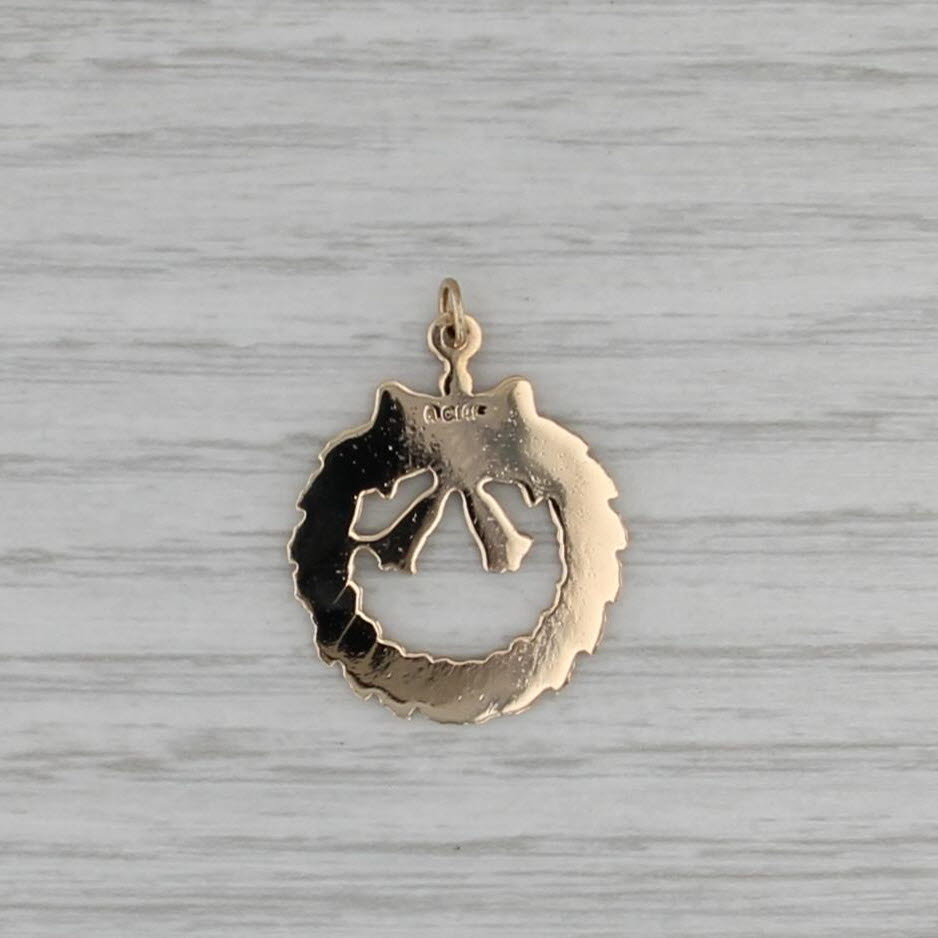 Vintage Enamel Christmas Wreath Pendant 14k Yellow Gold Holiday Charm