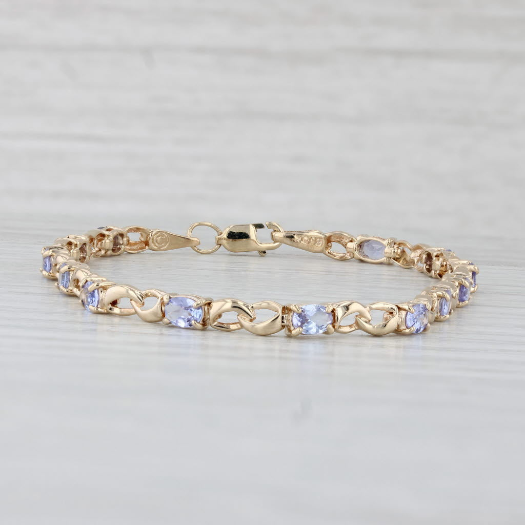 Light Gray 2.25ctw Tanzanite Tennis Bracelet 6.75" 10k Yellow Gold