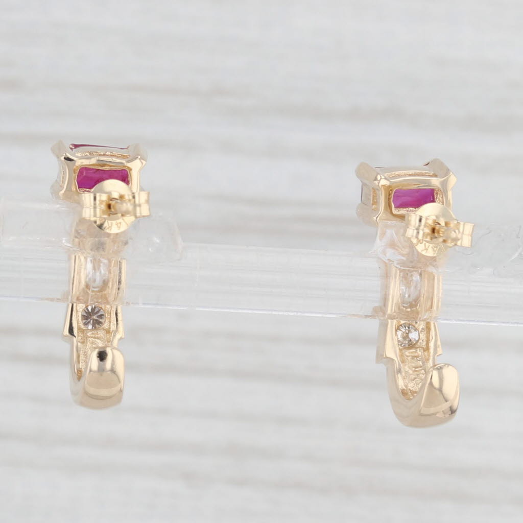 Light Gray Le Vian 0.93ctw Ruby Diamond J-Hook Earrings 14k Yellow Gold Drops