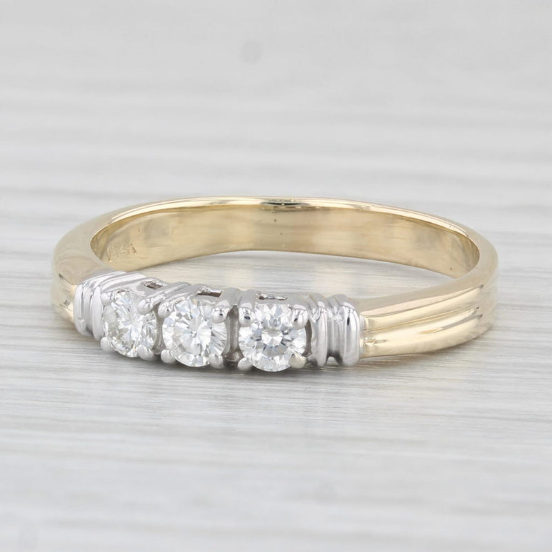0.36ctw Diamond 3-Stone Ring 14k Yellow White Gold Size 8.25 Wedding Band