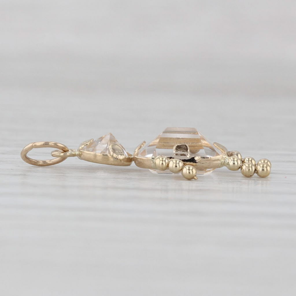 Cubic Zirconia Glass May Birthstone Girl Charm 14k Yellow Gold Pendant