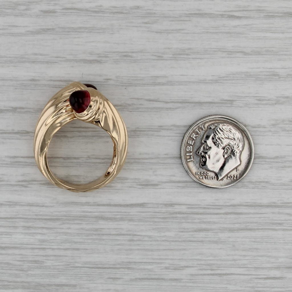 Garnet Cabochons Bypass Ring 14k Yellow Gold Size 5.75
